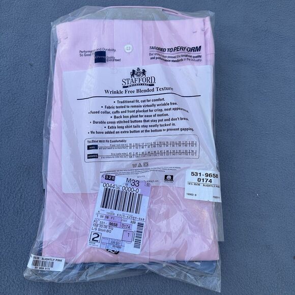 Lot of 3 NEW in Bag Stafford Wrinkle Free Dress Shirt Mens Size 18.5 35/36 - Picture 14 of 16